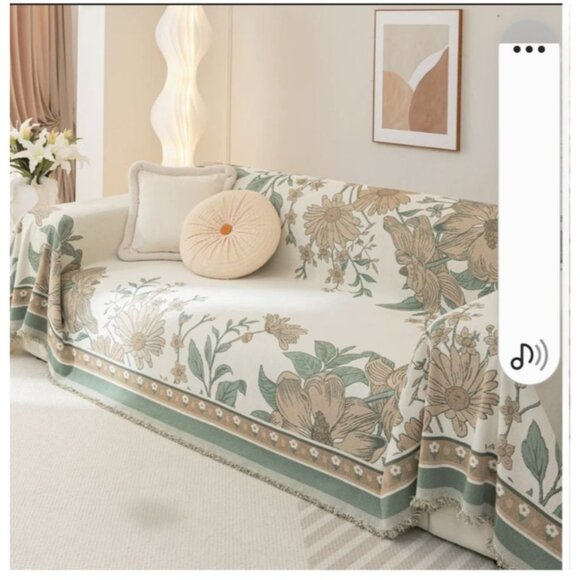 Slashop Chyrusanthemum 71" x 165" Pet Friendly Sofa Cover Floral Harmony - Picture 2 of 10